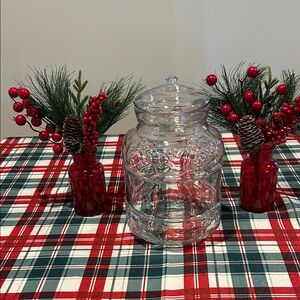 Vintage KIG Indonesia Glass Cookie Jar with Lid H 10 in diameter 6 in wt 4#